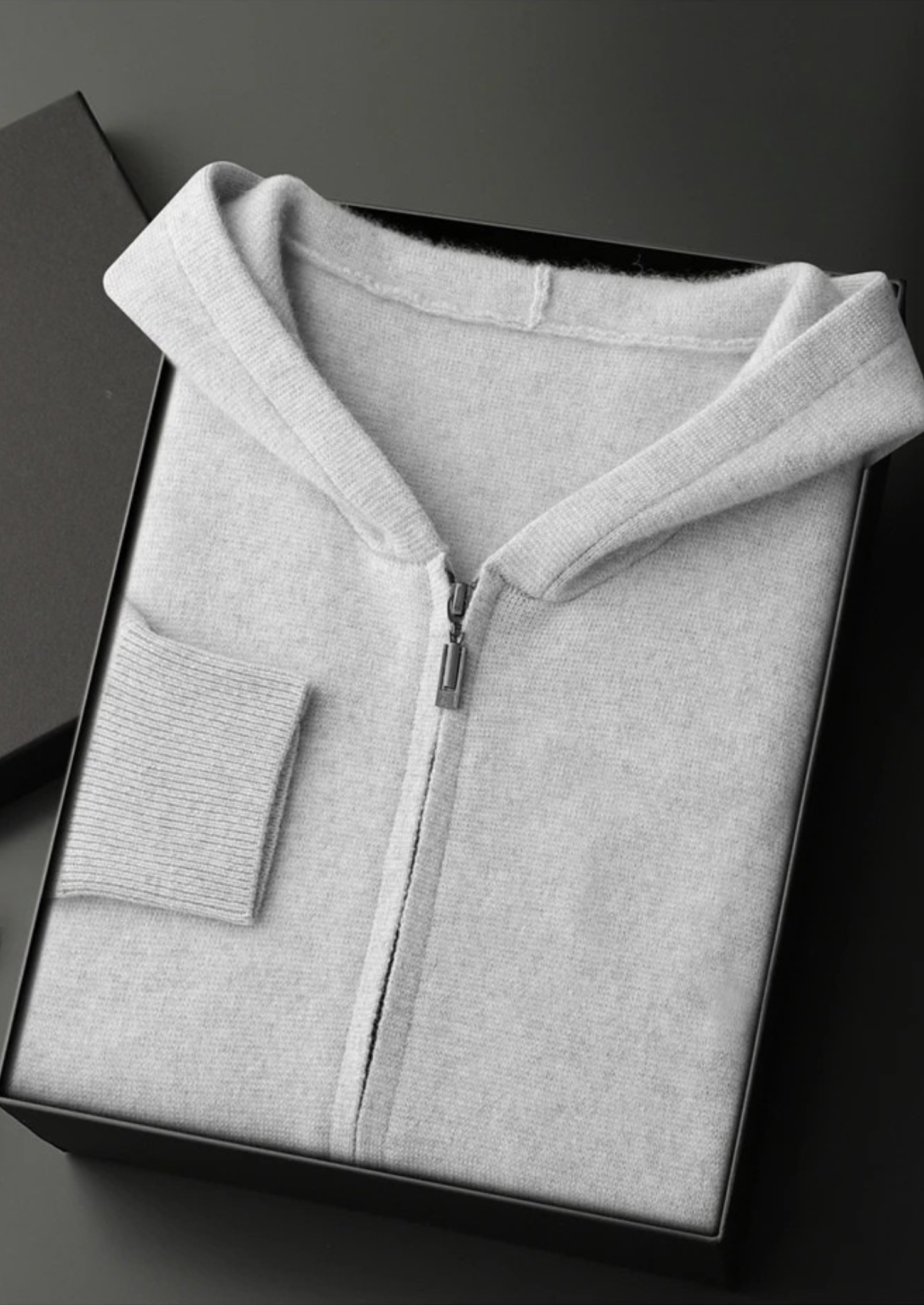 100% CASHMERE ZIPPER HOODIE