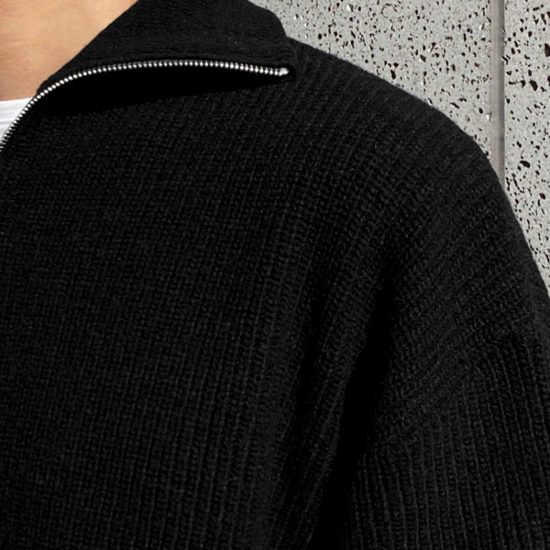 COTTON QUARTER-ZIP SWEATER