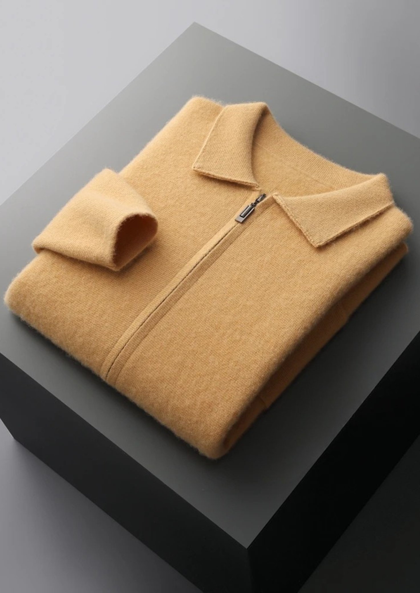 100% CASHMERE ZIPPER CARDIGAN