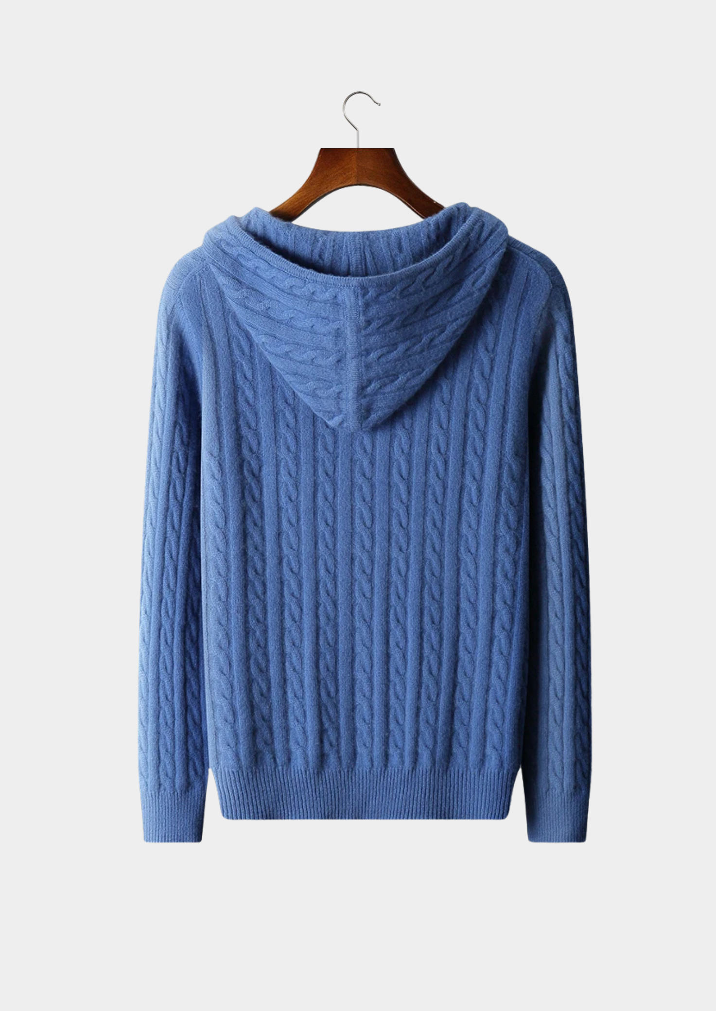 100% CASHMERE CABLE KNIT ZIPPER HOODIE