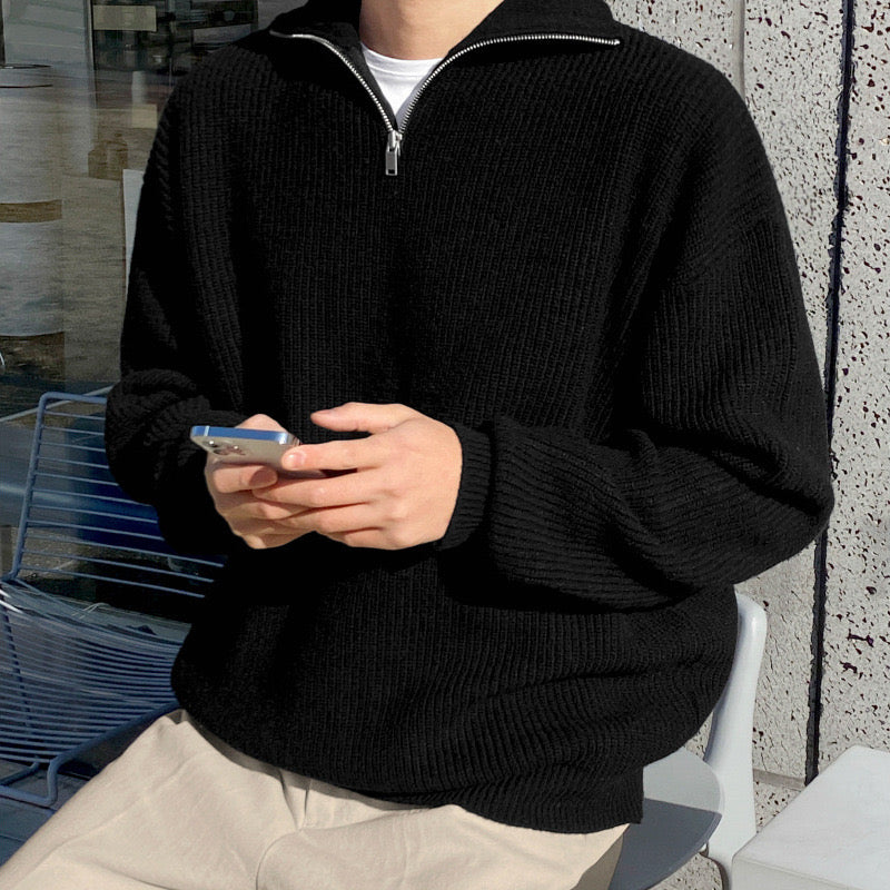 COTTON QUARTER-ZIP SWEATER