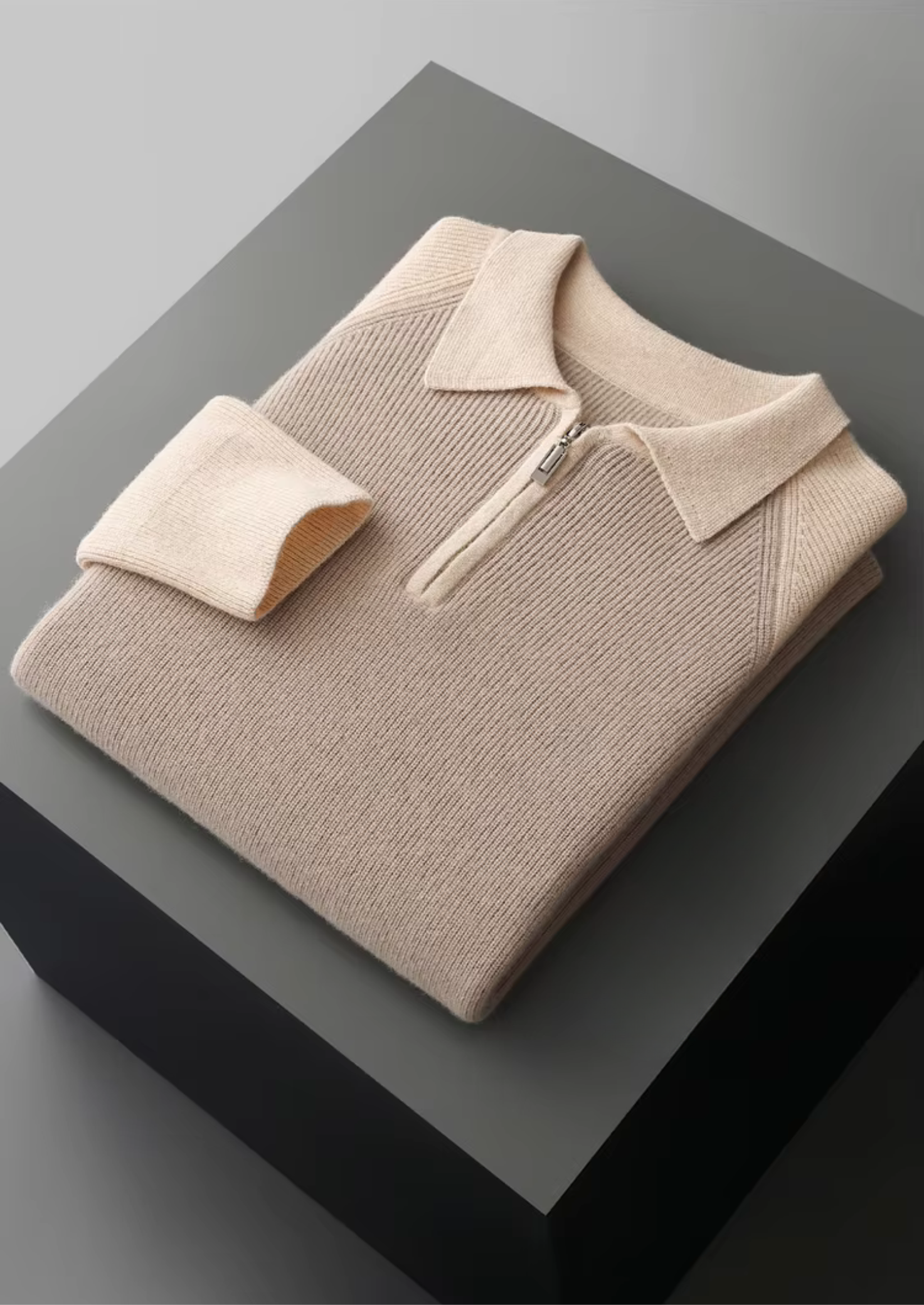 Two Tone Zipper Sweater Polo