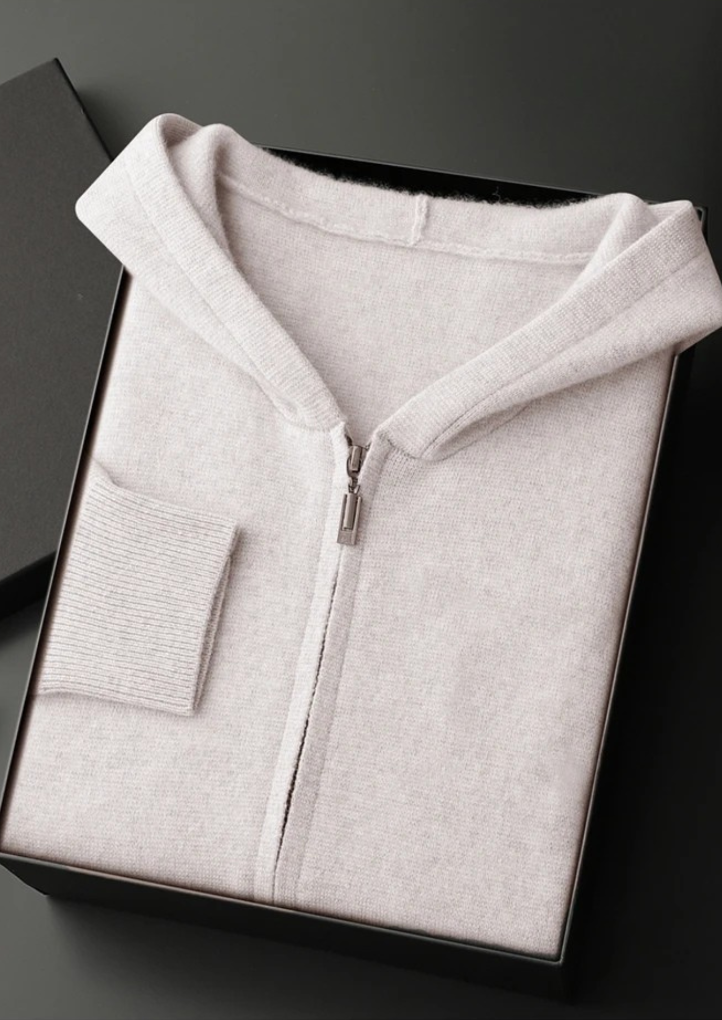 100% CASHMERE ZIPPER HOODIE