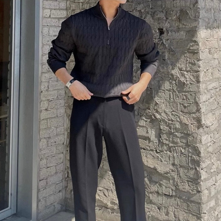 CABLE KNIT HALF-ZIP SWEATER