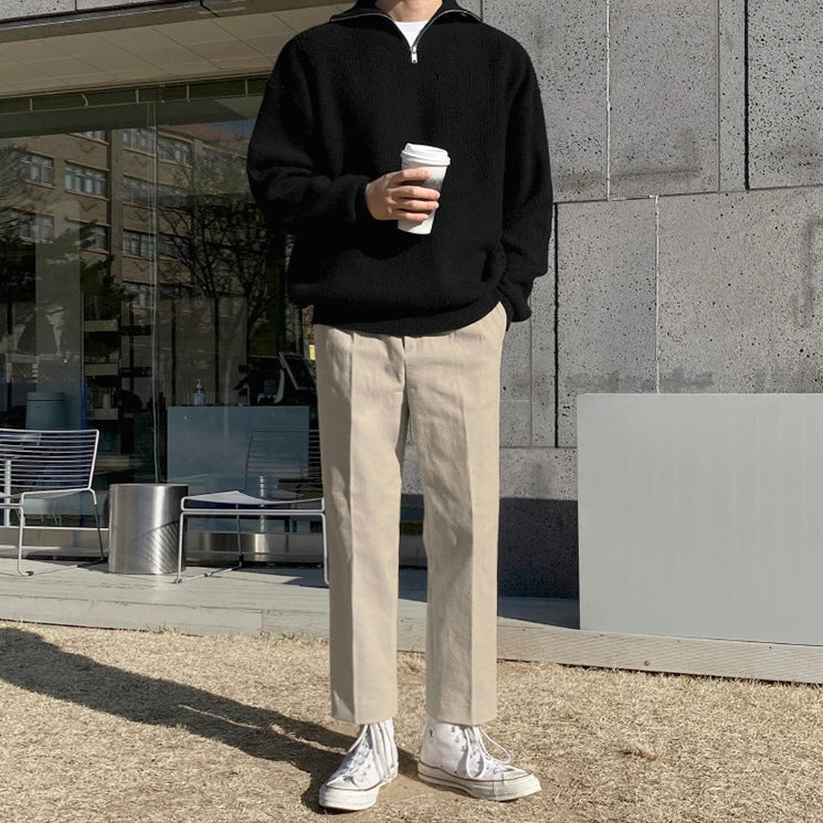 COTTON QUARTER-ZIP SWEATER