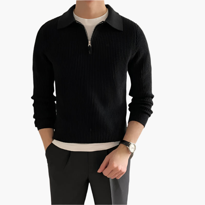 COTTON KNIT HALF-ZIP SWEATER