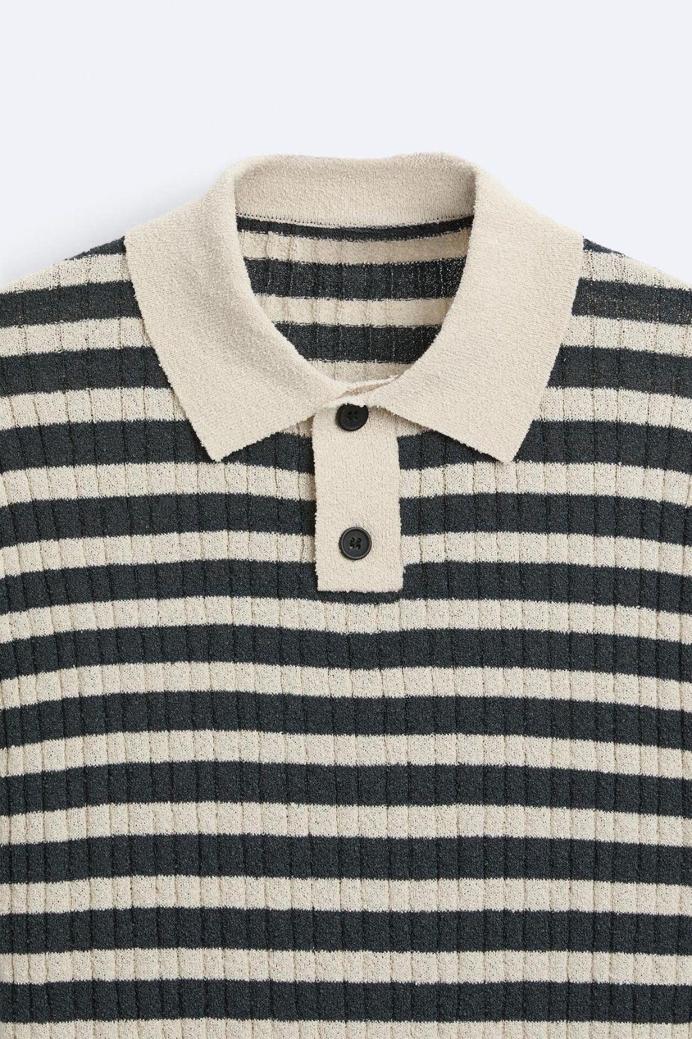 Knitted Striped Polo