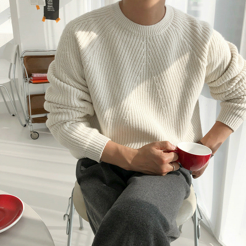 COTTON KNIT RAGLAN SLEEVE SWEATER