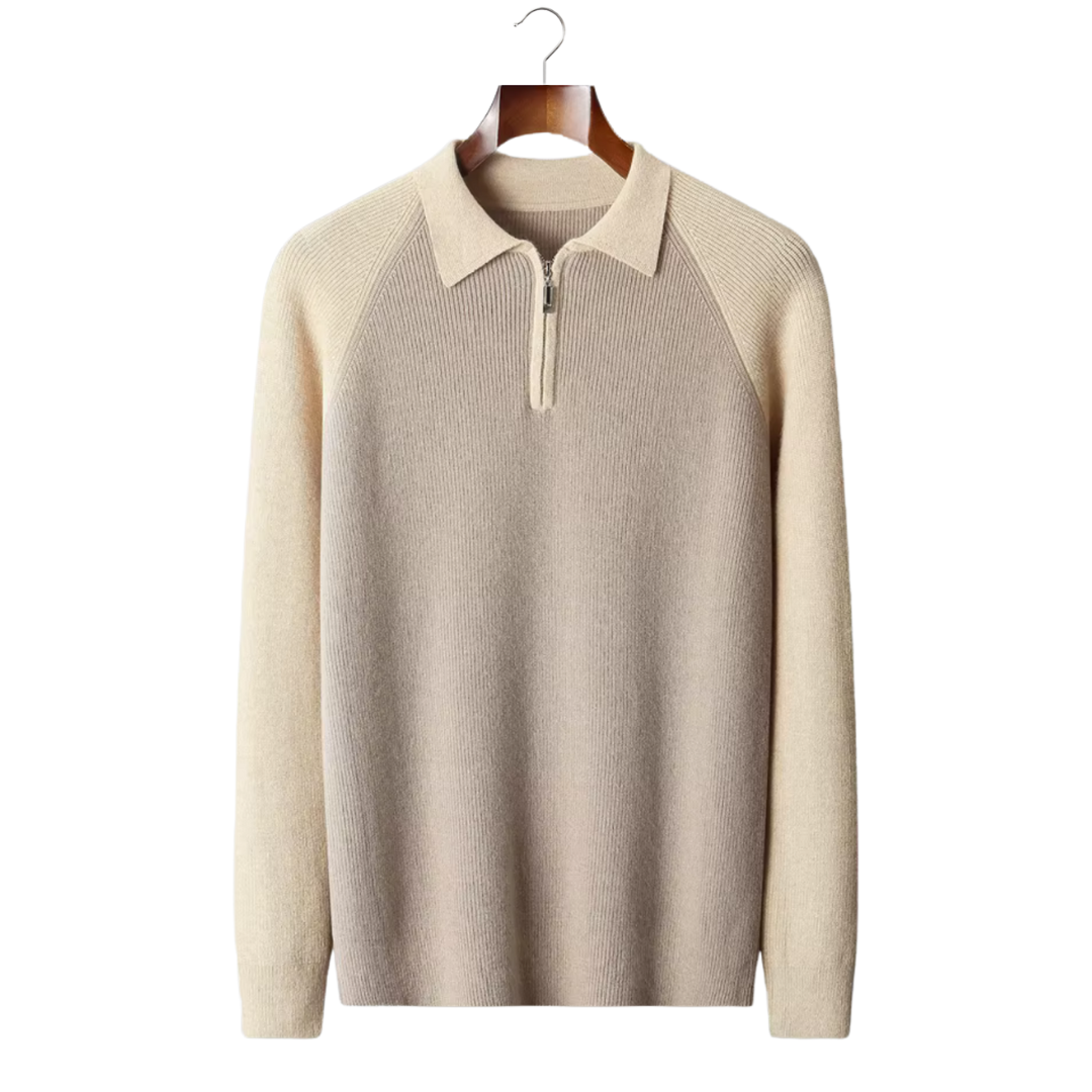 Two Tone Zipper Sweater Polo