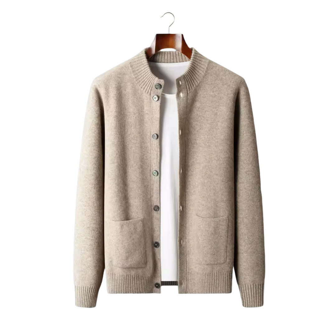 100% CASHMERE BUTTON CARDIGAN